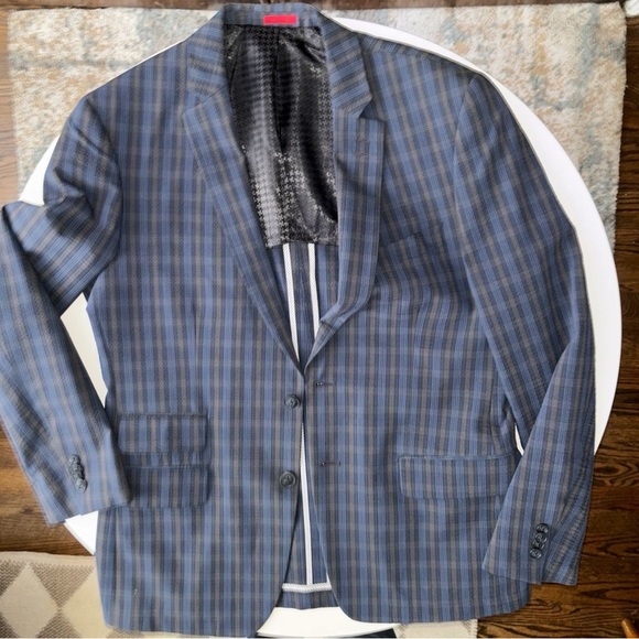 John Varvatos Men’s Seersucker Unstructured Blazer Jacket Size 42R Blue - Picture 1 of 8